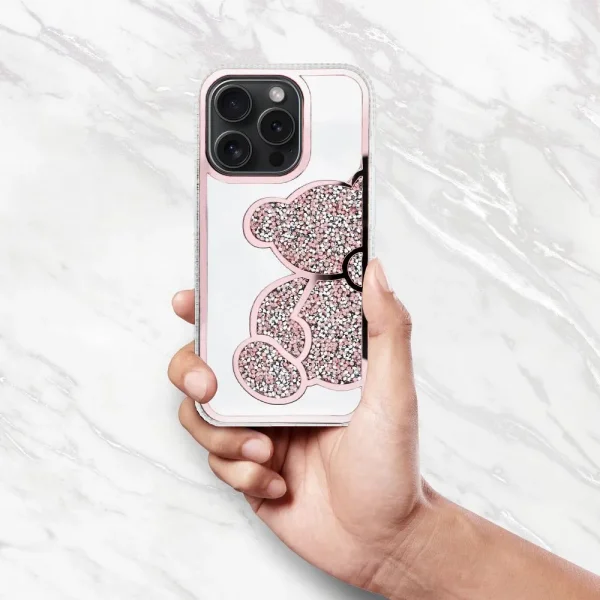 Shockproof Teddy Bear case for iPhone 16 Pro Max, Pink 3