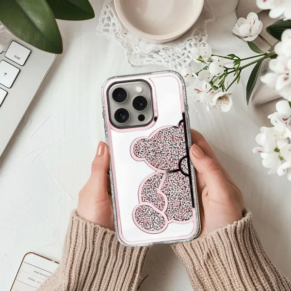 Shockproof Teddy Bear case for iPhone 16 Pro Max, Pink 4