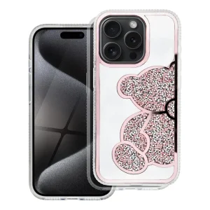 Удароустойчив калъф Teddy Bear за iPhone 16 Pro Max, Розов