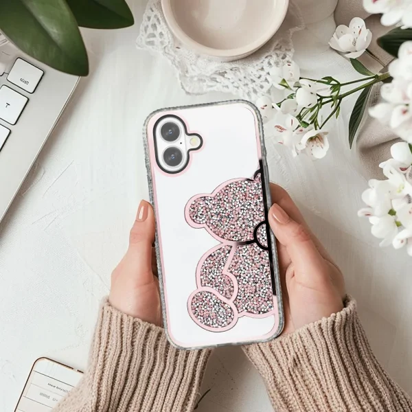 Shockproof case Teddy Bear for iPhone 16, Pink 3
