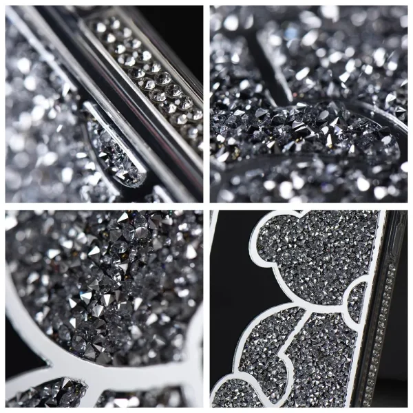 Shockproof Teddy Bear Case for iPhone 16, Silver 2
