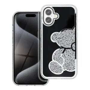 Удароустойчив калъф Teddy Bear за iPhone 16, Сребрист