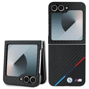 Калъф BMW за Samsung Galaxy Z Flip 6, M PU Carbon Tricolor Stripe, BMHCZF623PUDTK