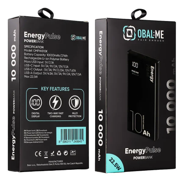 Universal Power Bank OBAL-ME EnergyPulse 10000mAh 22.5W, Black 5