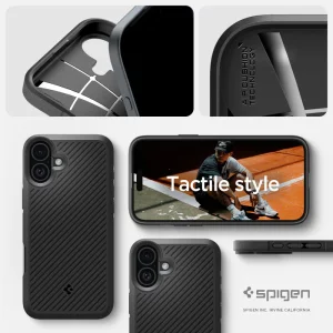 Spigen Core Armor Shock-Resistant Case for iPhone 16, ACS08220, Matte, Black 4