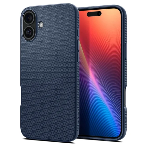Spigen Liquid Air Shockproof Case for iPhone 16, ACS08195, Matte, Dark Blue 2