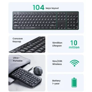 Wireless Keyboard UGREEN KU004 BG Chocolate Wireless 3