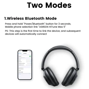 Слушалки Bluetooth UGREEN HP202 Max5 ANC, Черен 6
