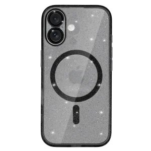 Удароустойчив калъф Glitter MagSF за iPhone 16, Черен