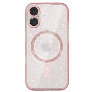Удароустойчив калъф Glitter MagSF за iPhone 16 Plus, Розов
