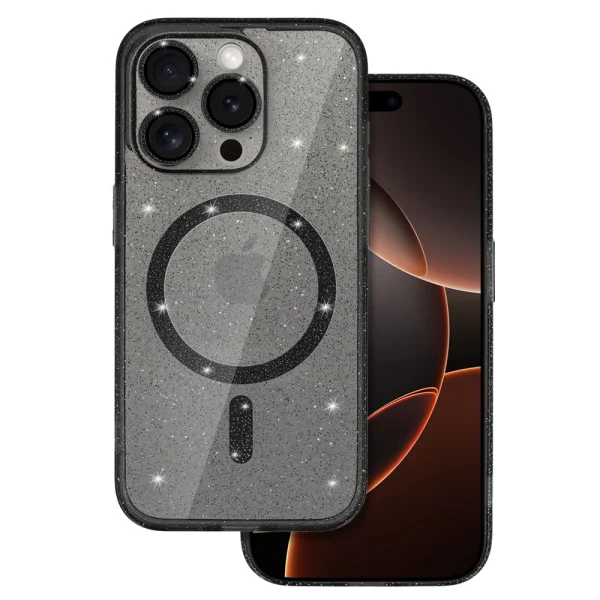 Shockproof case Glitter MagSF for iPhone 16 Pro, Black 3