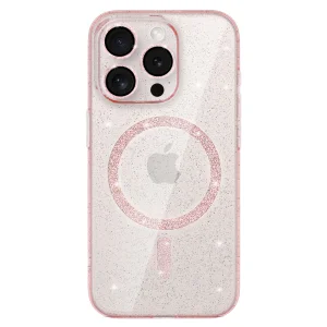 Удароустойчив калъф Glitter MagSF за iPhone 16 Pro Max, Розов