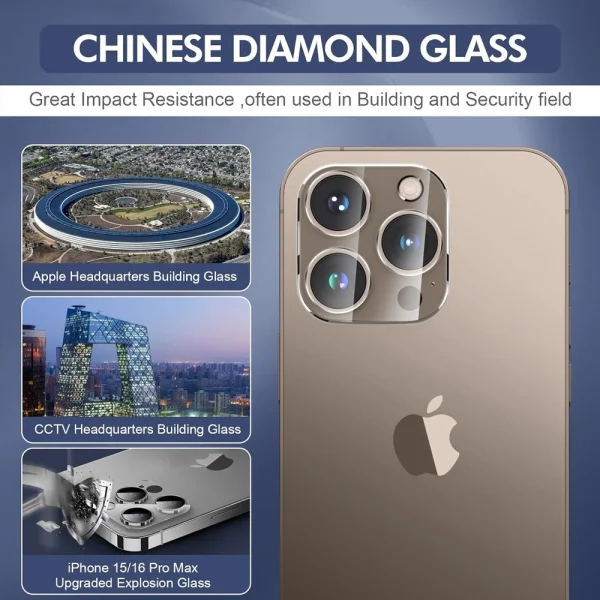 Glass Camera Protector for iPhone 16 Pro / 16 Pro Max, Transparent 3