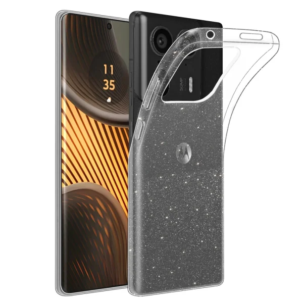 Techsuit SparkleSkin silicone case for Motorola Edge 50 Ultra, Transparent 1