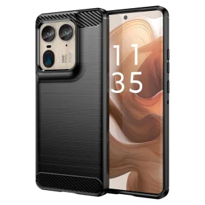 Silicone Case Techsuit Carbon Fibre Brushed for Motorola Edge 50 Ultra, Black