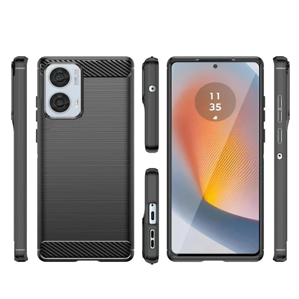 Силиконов Калъф Techsuit Carbon Fibre Brushed за Motorola Moto G85, Черен 2
