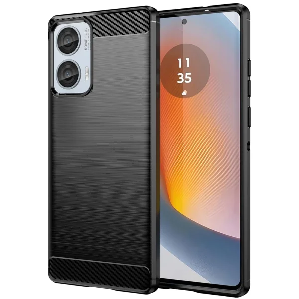 Силиконов Калъф Techsuit Carbon Fibre Brushed за Motorola Moto G85, Черен 1