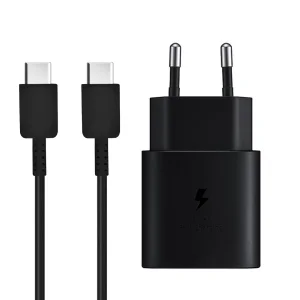 Зарядно SAMSUNG, 25W, с кабел USB-C към USB-C, EP-TA800EBE, EP-DA705BBE, bulk, Черен 4