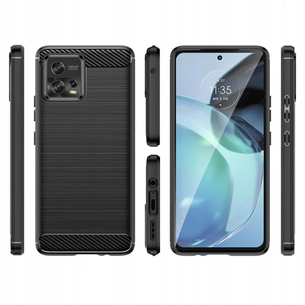Силиконов Калъф Techsuit Carbon Fibre Brushed за Motorola Moto G72, Черен 2