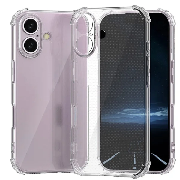 Anti Shock Silicone Case for iPhone 16, 1.5mm, Transparent 3