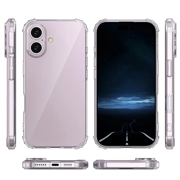 Silicone case Anti Shock for iPhone 16 Plus, 1.5mm, Transparent 4