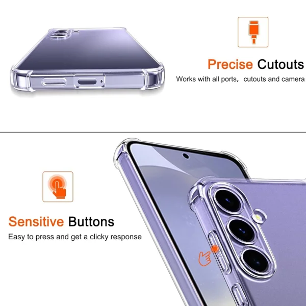 Anti Shock Silicone Case for Samsung Galaxy S24 FE, 1.5mm, Transparent 4