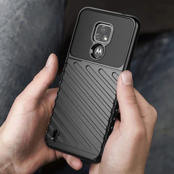 Silicone Case Twill Texture for Motorola Moto E7, Black 5