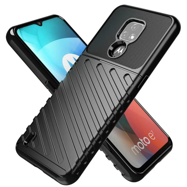 Silicone Case Twill Texture for Motorola Moto E7, Black 2