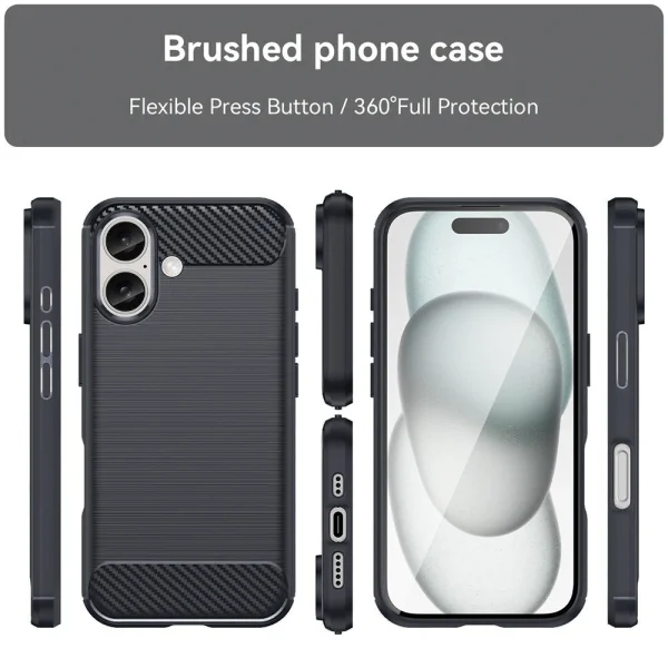 Силиконов калъф Carbon за iPhone 16 Plus, Черен 2