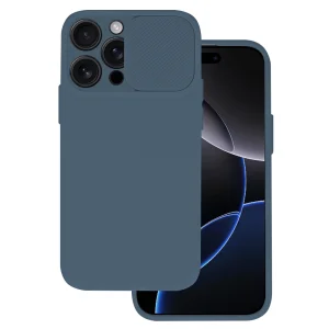 Силиконов калъф Camshield Soft за iPhone 16 Pro, Тъмно син