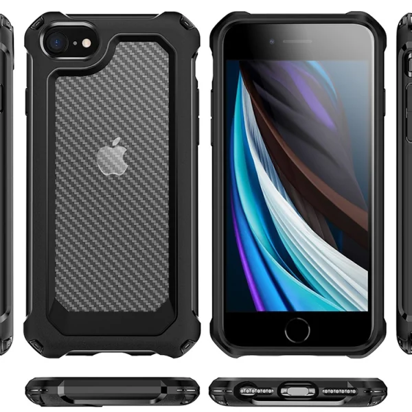 Удароустойчив калъф Carbon Hybrid за  iPhone 7/8/SE, Черен 4