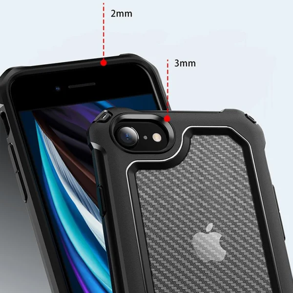 Удароустойчив калъф Carbon Hybrid за  iPhone 7/8/SE, Черен 2
