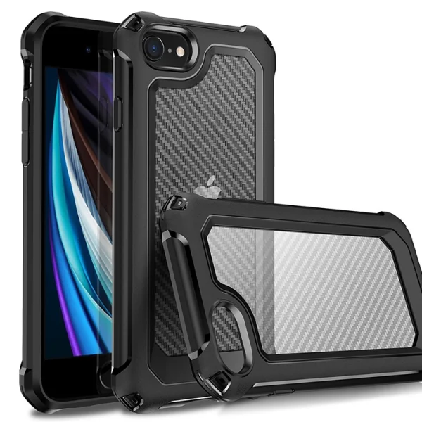 Удароустойчив калъф Carbon Hybrid за  iPhone 7/8/SE, Черен 5