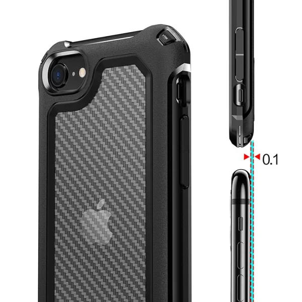 Удароустойчив калъф Carbon Hybrid за  iPhone 7/8/SE, Черен 3