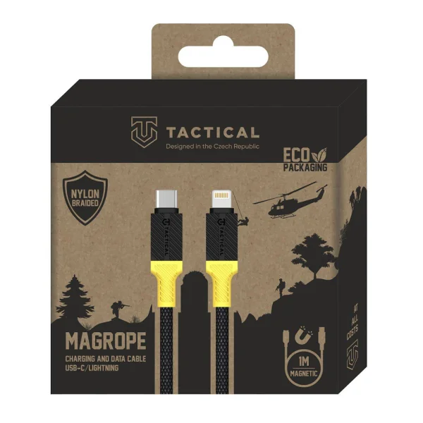 Магнитен кабел Tactical MagRope USB-C към Lightning, 1m, Черен- жълт 2
