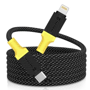 Магнитен кабел Tactical MagRope USB-C към Lightning, 1m, Черен- жълт