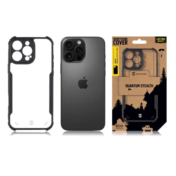 Shockproof case Tactical Quantum Stealth for iPhone 16 Pro Max, Transparent-black 3