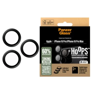 Стъклен Протектор за камера PanzerGlass Hoops Lens Protector за iPhone 16 Pro / 16 Pro Max, Черен