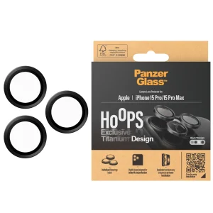 Стъклен Протектор за камера PanzerGlass Hoops Lens Protector за iPhone 15 Pro / 15 Pro Max, Черен