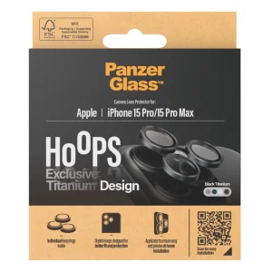 Стъклен Протектор за камера PanzerGlass Hoops Lens Protector за iPhone 15 Pro / 15 Pro Max, Черен 5