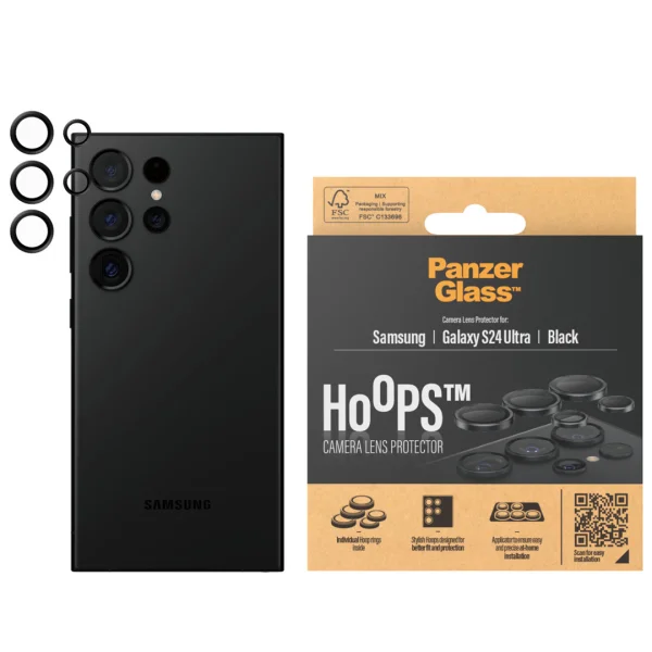 Glass Camera Protector PanzerGlass Hoops Lens Protector for Samsung Galaxy S24 Ultra, Black 3