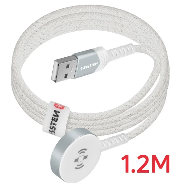 SWISSTEN Wireless Magnetic Charger for Apple Watch, Metal, USB-A, 1.2m, White 4