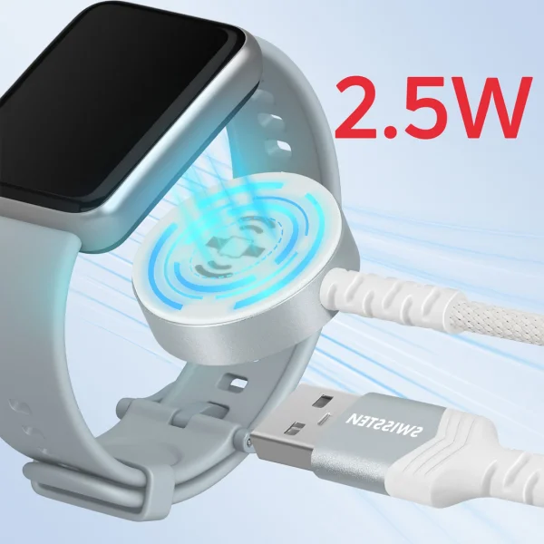 SWISSTEN Wireless Magnetic Charger for Apple Watch, Metal, USB-A, 1.2m, White 3