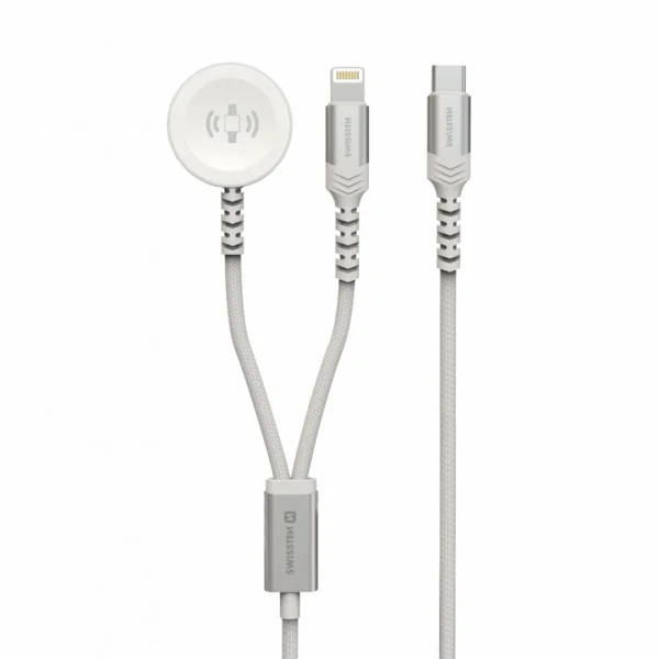 Безжично магнитно зарядно SWISSTEN 2в1 за Apple Watch And Lightning, USB-C, 1.2m, Бял 1