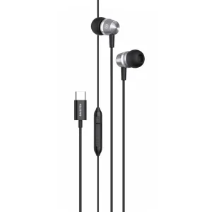 Слушалки с микрофон SWISSTEN Metallic USB-C, Черен