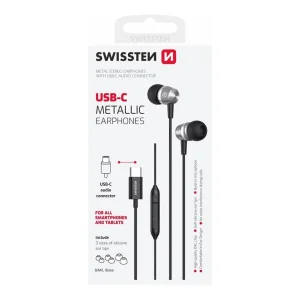 Слушалки с микрофон SWISSTEN Metallic USB-C, Черен 3