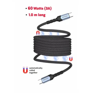 Магнитен кабел SWISSTEN Magnetic USB-C към USB-C, 1m, Черен 3