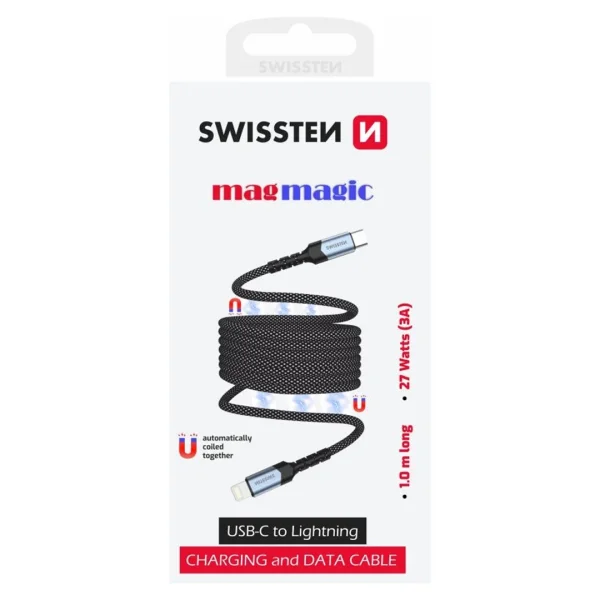 Magnetic cable SWISSTEN Magnetic USB-C to Lightning, 1m, Black 4