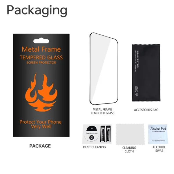 Glass protector with metal frame Metal Frame for iPhone 14 Pro Max, Black 4