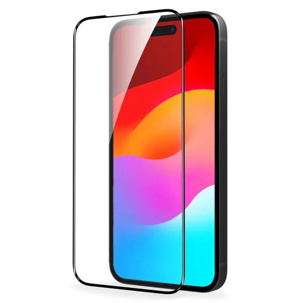 Стъклен протектор с метална рамка Metal Frame за iPhone 15 Plus, Черен 2